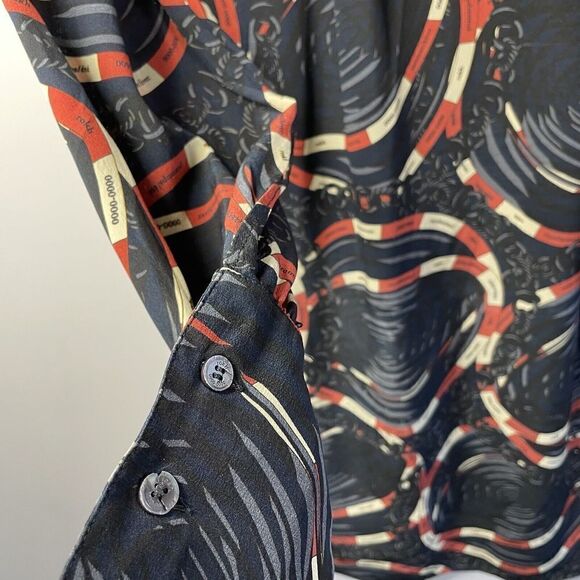 ROKH Shirt Dress Womens 40 US 2-4 Scarf Frill Silk Button Front Long Sleeve Midi - Picture 9 of 14